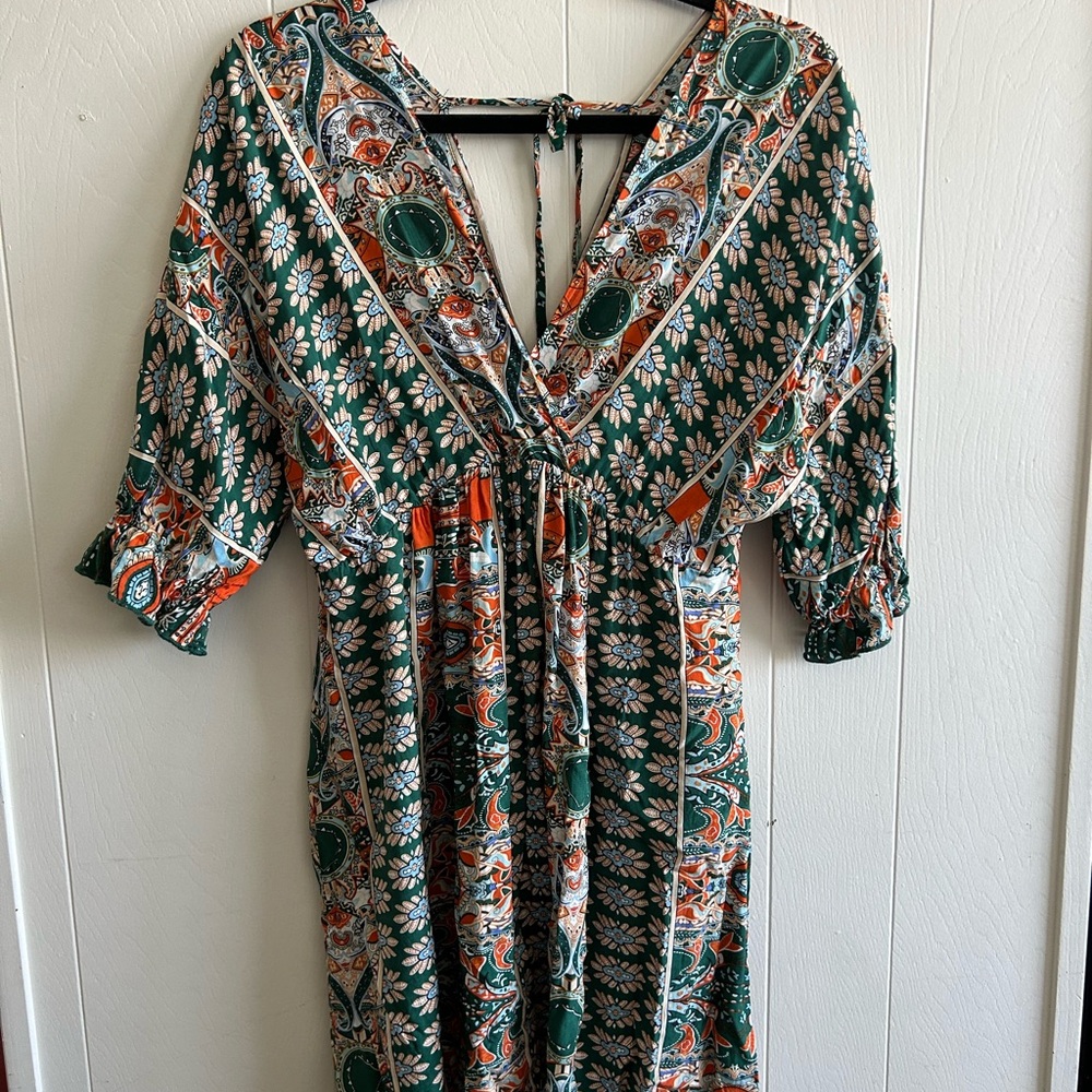 Floral Paisley V-Neck Summer Dress